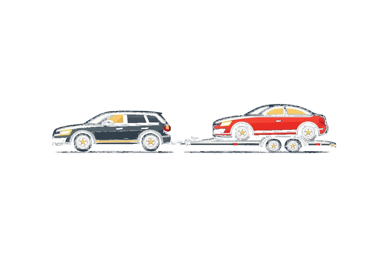 Offener Autotransport Symbol: Fahrzeug auf offenem Trailer - MCG GbR