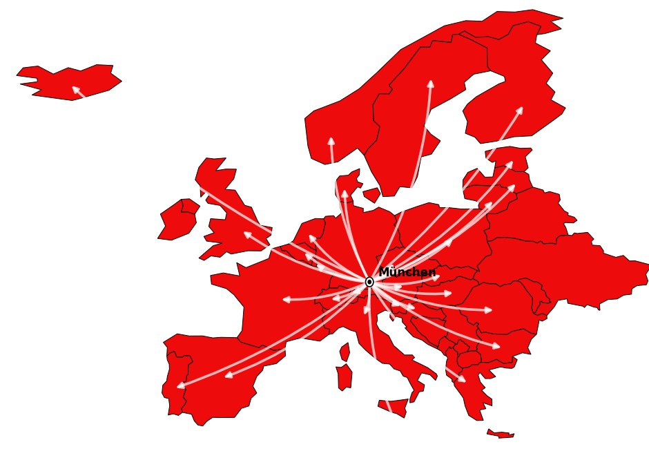Europakarte – Einsatzgebiet Deutschland und Europa